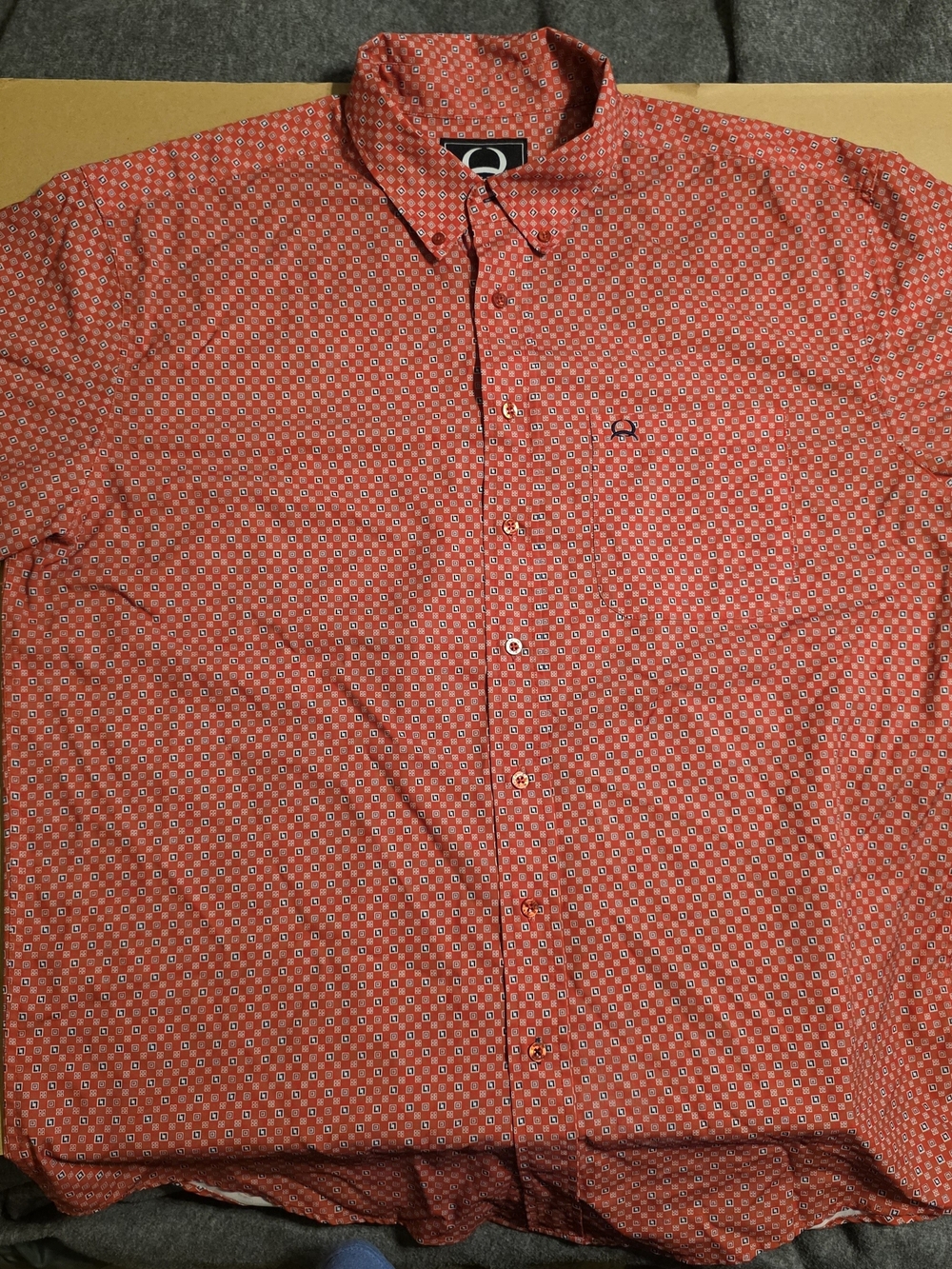 Cinch Red Geo-Print Button-Down Shirt